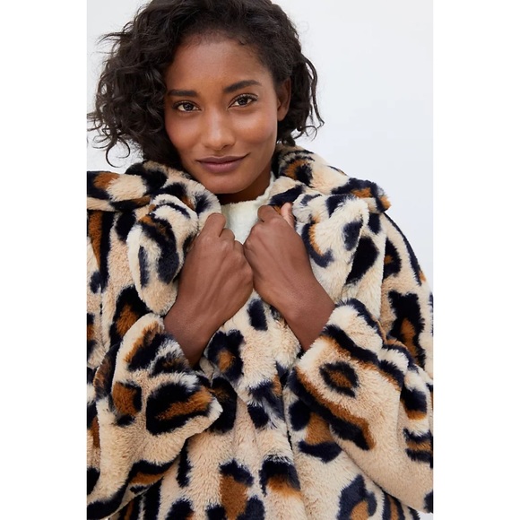Anthropologie x Sanctuary Collins Leopard Faux Fur Coat Size S - Picture 3 of 7
